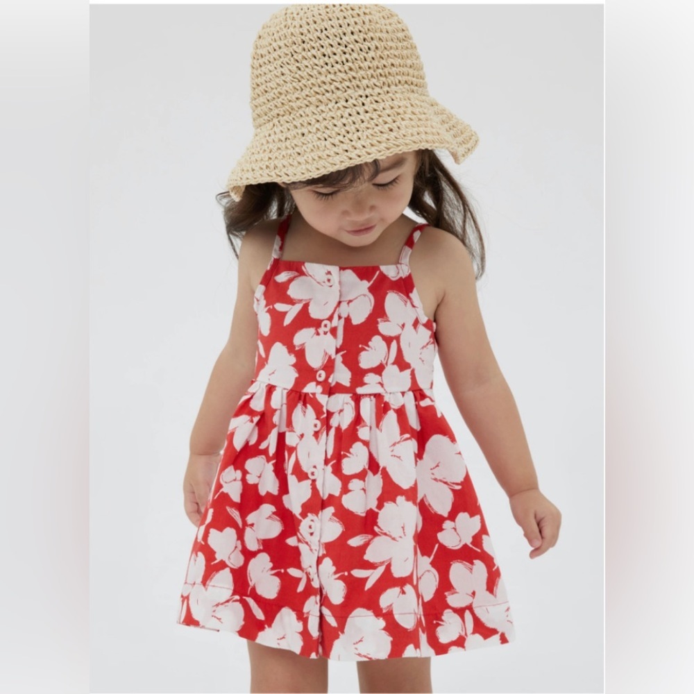 Baby Gap Floral Dress‎ Set 6-12M Red White Sleeveless Bloomers